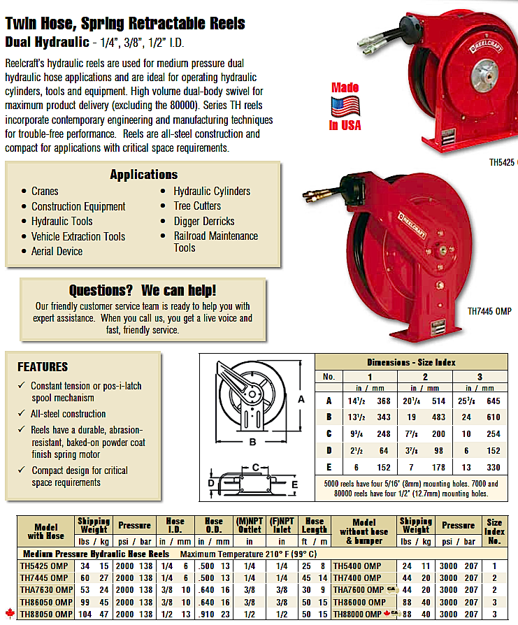 Hydraulic supply Reels